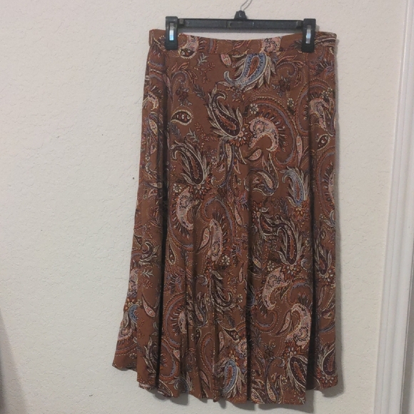 Grace Brown Paisley Midi Skirt - Picture 1 of 7